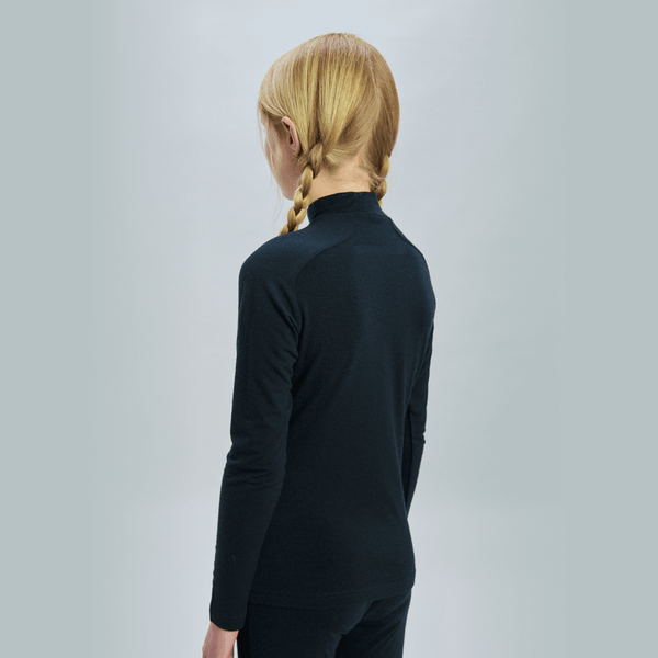 Youth Merino Baselayer Mock Neck Jersey detail - SkiBoulder